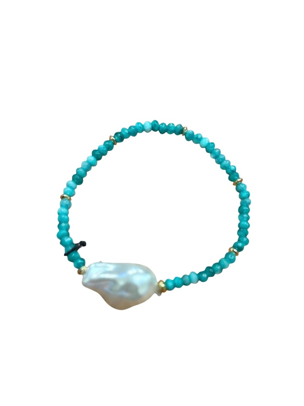 Aqua Beaded Bracelet with Baroque Pearl NWT